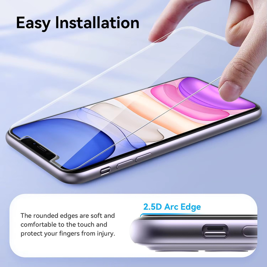Leeshionz Displayschutzfolie aus gehärtetem Glas für iPhone XR, transparent - Bild 4