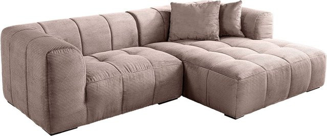 Riess-Ambiente Ecksofa Zero Gravity in Beige, moderner 3-Sitzer in L-Form mit Cord-Bezug und passendem Ottoman, Breite: 240 cm - Bild 1