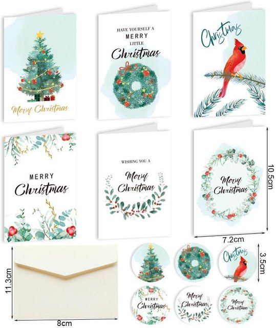 NATAWA Weihnachtskarten Set mit Umschlägen und Aufklebern in Mehrfarbig zum Selbermachen - Bild 1