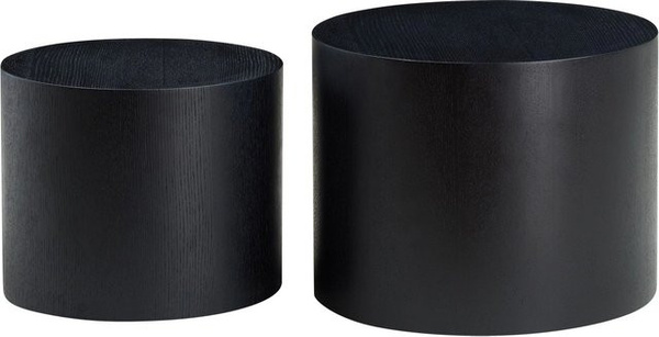 okwish Nesting Couchtisch Set aus MDF in Schwarz, rund, B/T/H: 48 x 48 x 38 cm