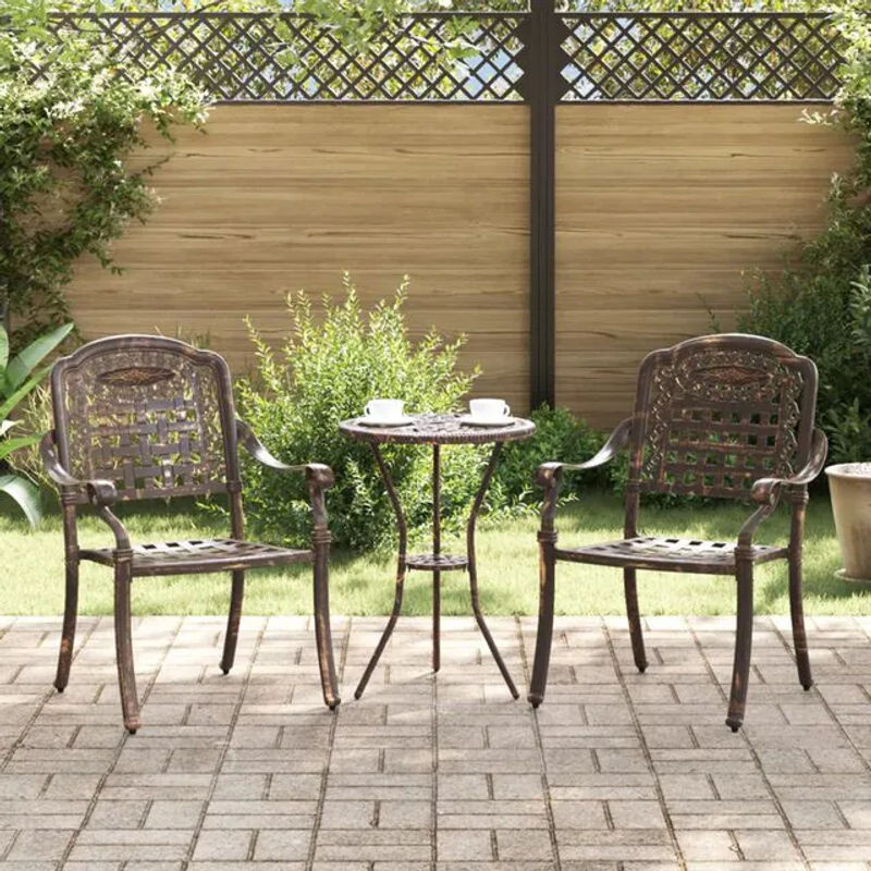 Vidaxl Gartenstuhl Set 2er Pack Aluminium in Bronzefarben, B/T/H: 55 x 56,5 x 91 cm - Bild 1