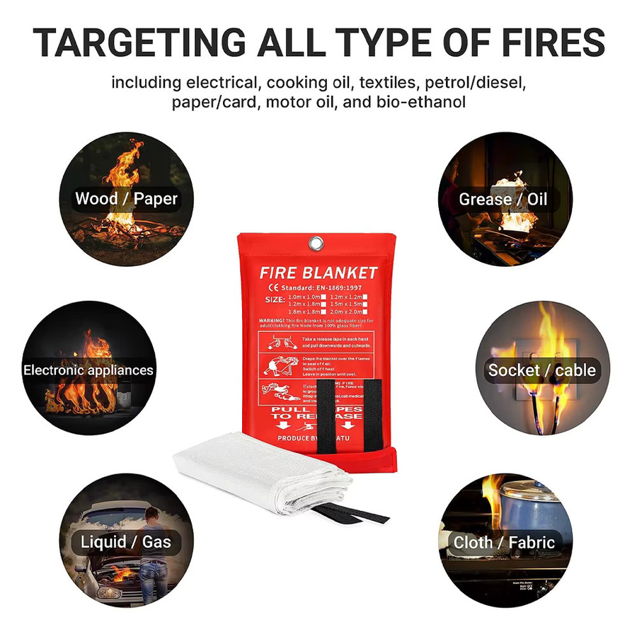 Tragbare Notfall-Feuerlöschdecke als feuerhemmende Sicherheitsabdeckung und Überlebensunterlage - Bild 6