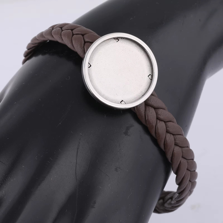 Lederarmband-Basisrohlinge Edelstahl, braun, 20 mm, Unisex - Bild 3