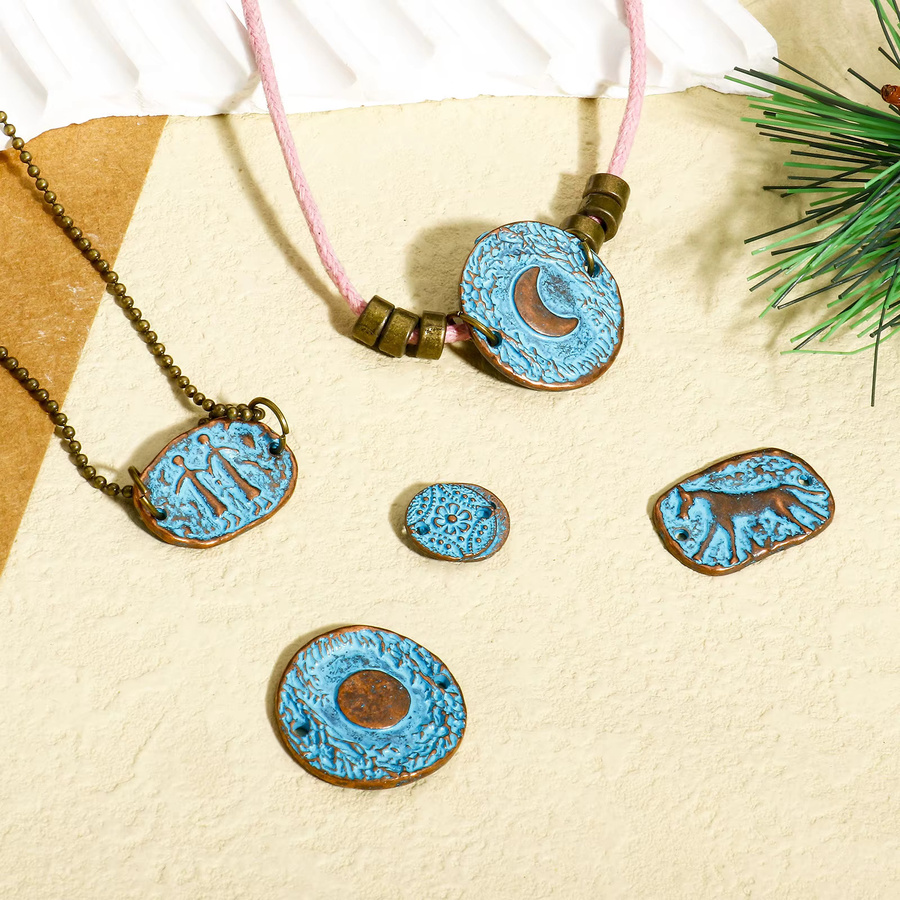 8seasons Charms Anhänger, Kupfer, Antik Kupfer, Blau, Geometrisch, Unisex - Bild 3