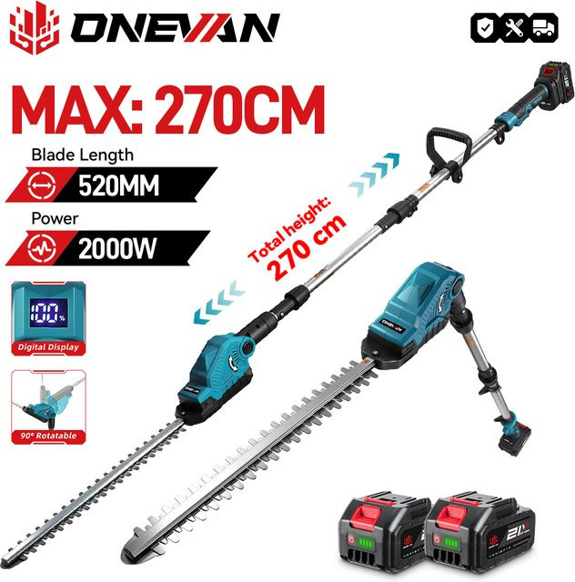 ONEVAN Elektrische Hochastschere kabellos mit LED und Teleskopfunktion kompatibel mit Makita 18V Akku - Bild 1