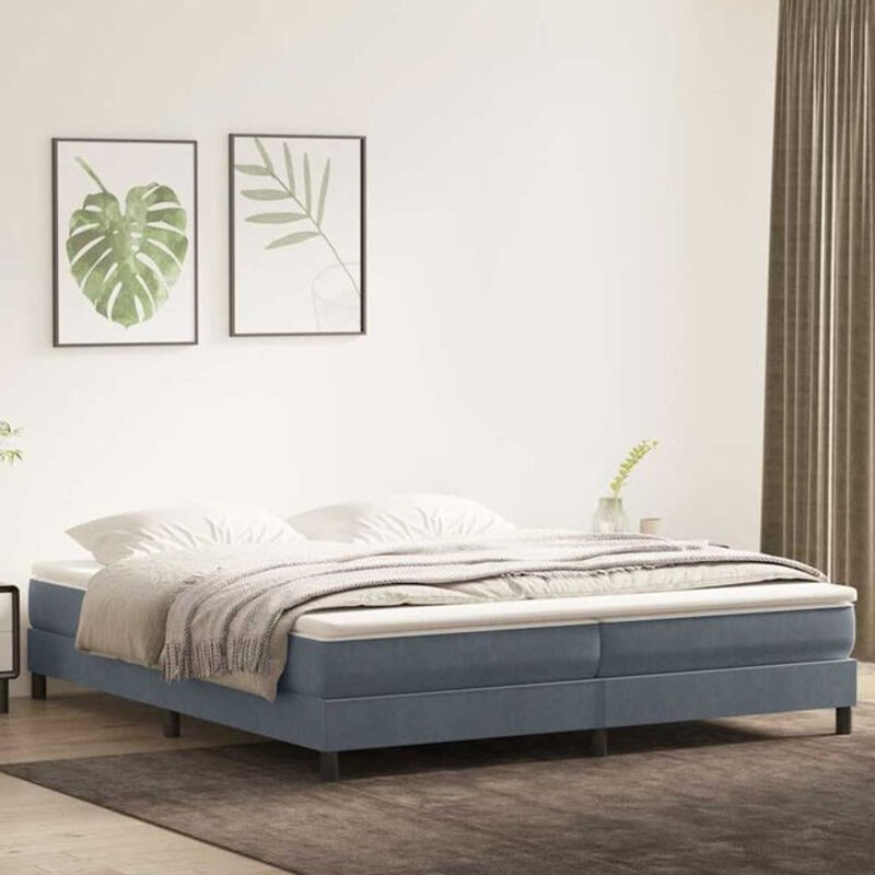 vidaxl Boxspringbett aus Samt in Anthrazit, B/T/H: 210 x 200 x 25 cm - Bild 1