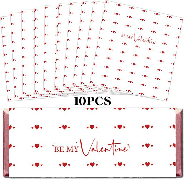 10 Stück Be My Valentine Herzmuster-Aufkleber in Weiß für DIY-Valentinstag-Dekorationen und Verpackungen - Bild 1