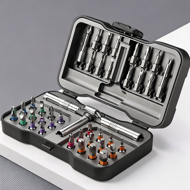 NIUXIANG 38-in-1 Magnetischer Ratschen-Schraubendreher-Satz in Silber für Reparatur und Wartung - Bild 1