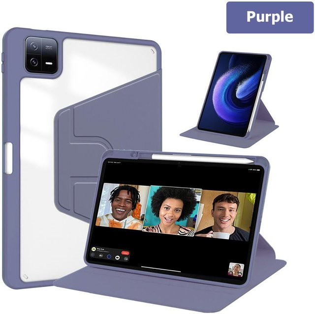 Xiaomi Smart-Hülle 360 Grad drehbar aus Acryl und PU-Leder für Redmi Pad SE und Xiaomi Pad Serie in Schwarz - Bild 1