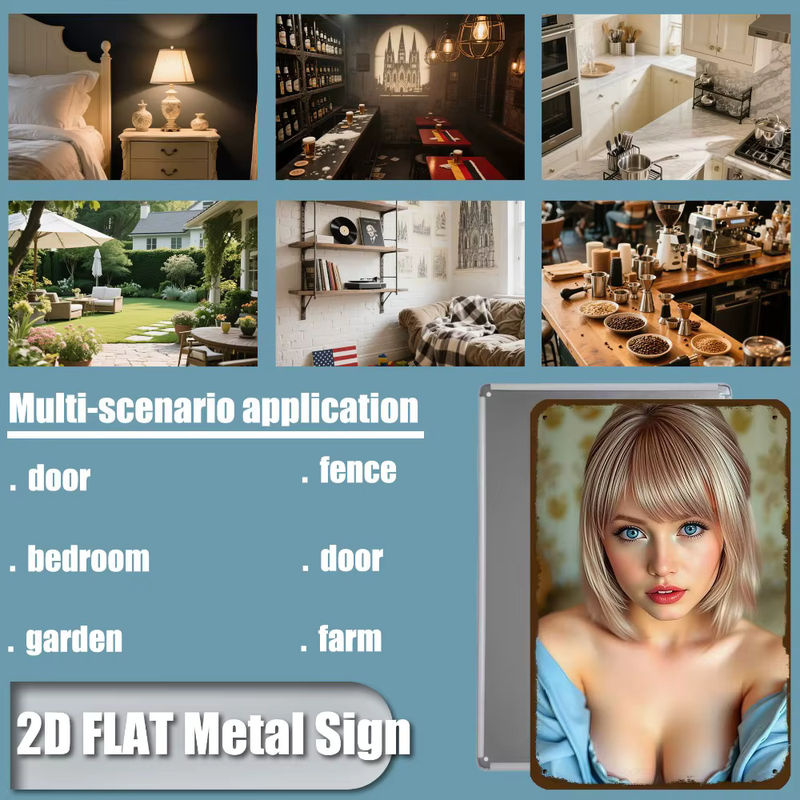 Gemmee 2D Metall-Wandkunst Blauäugige Blonde Frau Wanddekoration mehrfarbig B: 20,32 cm, H: 30,48 cm, T: 30,48 cm - Bild 4