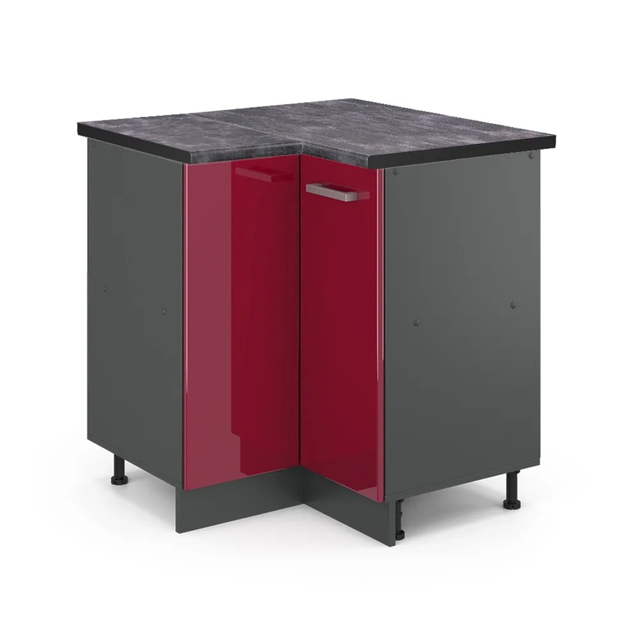 Vicco R-Line Eckunterschrank für die Küche in Bordeaux Hochglanz und Anthrazit, B/T/H: 75,6 x 60,0 x 81,6 cm - Bild 2