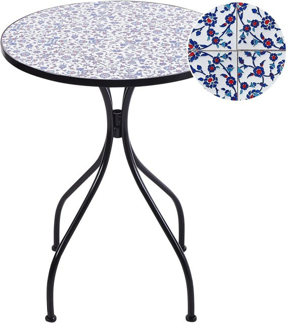Beliani Gartentisch CAMPRENA mit Keramikplatte in Schwarz Blau Weiss, B/T/H: 60 x 60 x 75 cm - Bild 1