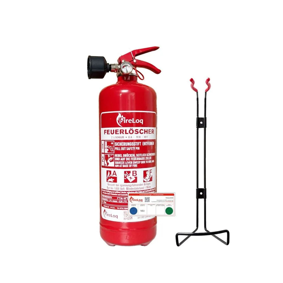 FireLoq Fettbrandlöscher ABF 8A 70B 40F in Rot mit Wandhalterung, 2 l - Bild 2
