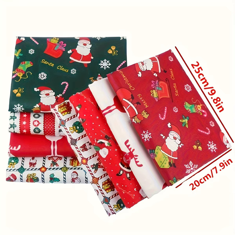 8-teiliges Set gesteppter Weihnachtsstoff mit Weihnachtsmuster zum Nähen und für DIY-Projekte - Bild 4