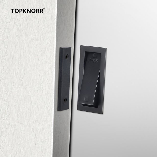 TOP KNORR Schiebetürschloss für Scheunentüren in Grau mit integrierter Vorhängeschloss-Funktion - Bild 1