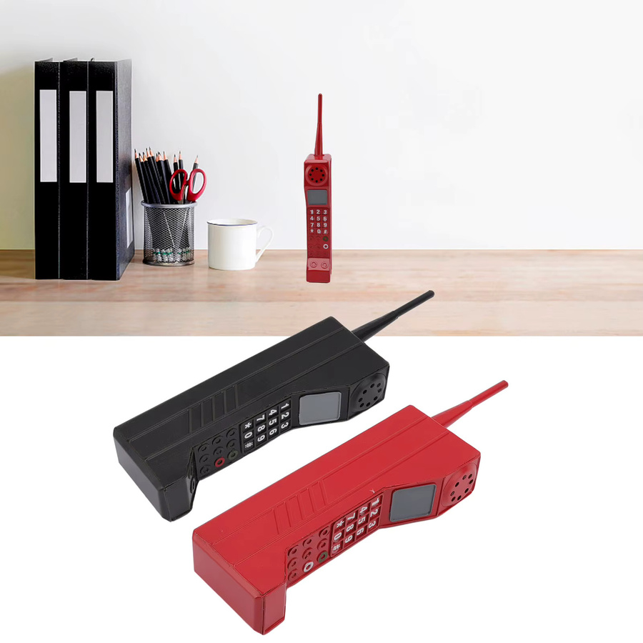 Qiilu Retro Handy Modell Vintage Ziegel Ornament in Schwarz als fotografisches Requisit aus Kunststoff - Bild 5