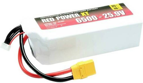 Red Power LiPo Akku Modellbau-Akkupack 25,9V 6500 mAh 35C mit XT90 Anschluss in Rot-Weiß - Bild 1