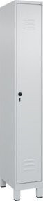 C+P Spind Classic PLUS Garderobenschrank mit 1 Abteil in Grau, inklusive Füßen, 1 Ablageboden, Garderobenstange und 3 Garderobenhaken, H x B x T: 195 x 30 x 50 cm - Bild 1