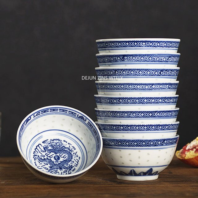 DEJUN ZINS WTELY Keramikschalen aus blau-weißem Porzellan für Ramen und Salat - Bild 1