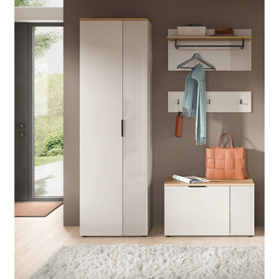 Garderobenschrank Slide von xonox.home in Kaschmirgrau mit Sitzbank und Paneel, B/H/T: 155 x 190 x 36 cm - Bild 2