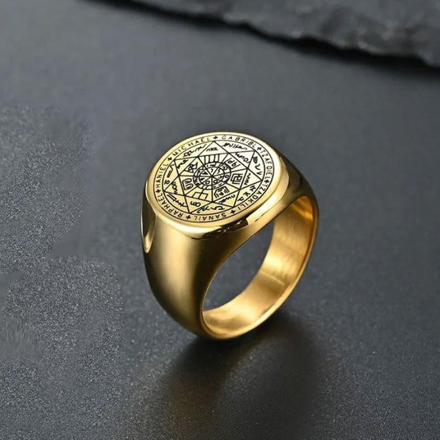 YILUOCD Ring, Edelstahl, Gold, Herren - Bild 1