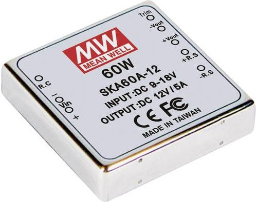 Mean Well MW SKA60C-12 DC/DC-Wandler 60W in Silber mit 1 Ausgang und Barrel-Plug - Bild 1