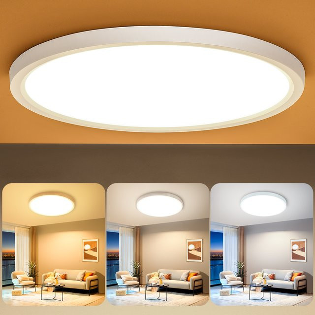 Oeegoo LED-Deckenleuchte rund in Weiß, 24W, Durchmesser: 30 cm, verstellbare Farbtemperatur, ideal für Wohnzimmer, Schlafzimmer und Küche - Bild 1