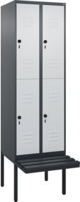 C+P Doppelstock-Spind Classic PLUS Sitzbank mit 2 Abteilen, auskragendes Design, Kunststoff-Sitzfläche, B/T/H: 212 x 60 x 81,5 cm - Bild 1