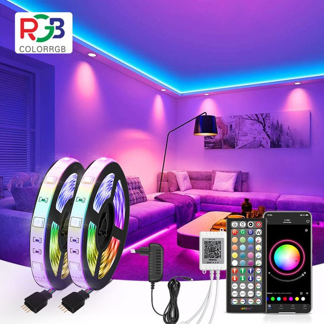 RGB 5050 LED-Streifen mit Musiksynchronisation und App-Steuerung, Multicolor, DC12V, flexibel - Bild 1