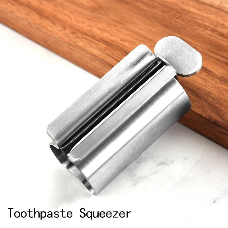 WIKHOSTAR Automatischer Zahnpastaspender und Zahnpasta-Quetscher Set aus Edelstahl in Silber, 2er-Pack - Bild 5