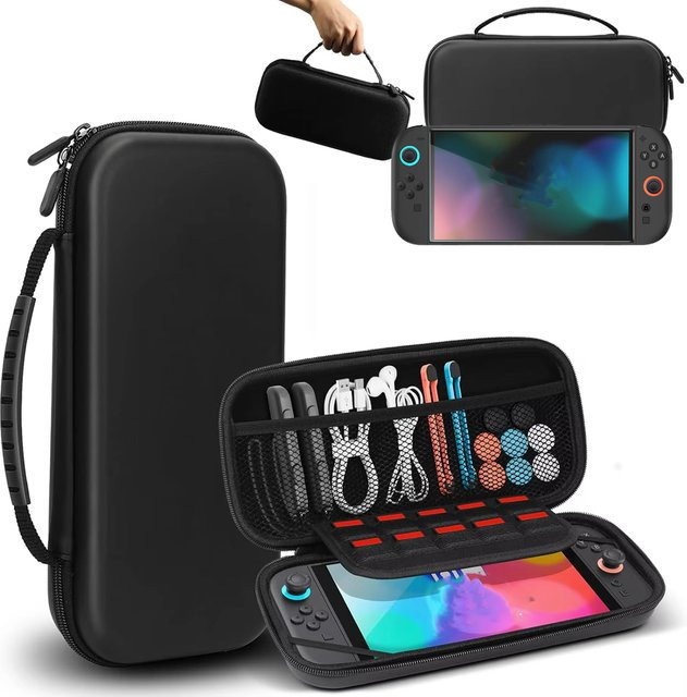 Stoßfeste Nintendo Switch 2 EVA-Tragetasche für Spielekonsole und Zubehör, Schwarz - Bild 1