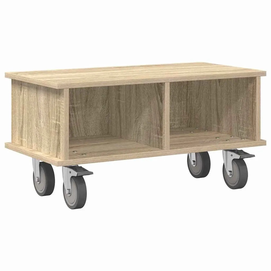 vidaXL TV-Ständer in Sonoma-Eiche, moderner Fernsehtisch aus Holzwerkstoff mit Rollen, B/T/H: 68,5 x 35 x 35 cm - Bild 2