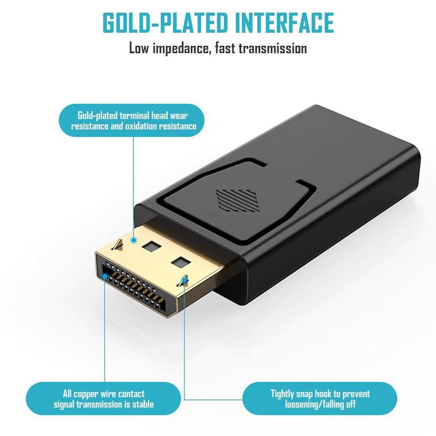 FDBOY DisplayPort zu HDMI Konverter 4K@60Hz Unidirektionaler DP auf HDMI Adapter in Schwarz für Dell, Lenovo und PC - Bild 5