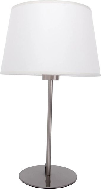 Näve Tischleuchte Bologna Beige mit silbernem Gestell, Durchmesser: 25 cm, Höhe: 45 cm - Bild 1
