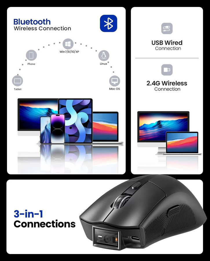 EYOYO Kabelloser 1D 2D Barcode-Scanner in Schwarz mit ergonomischem Griff und USB-Anschluss - Bild 5