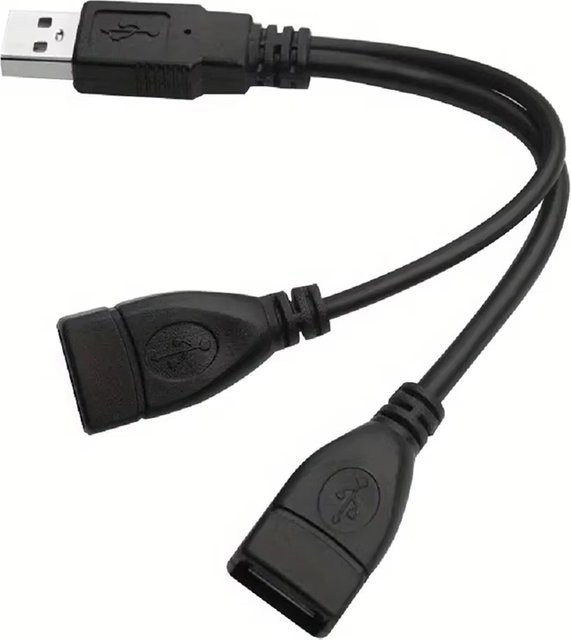 KAFNHCKA USB 2.0 A auf Dual USB Buchse Daten-Hub und Stromadapter Splitter in Schwarz - Bild 1