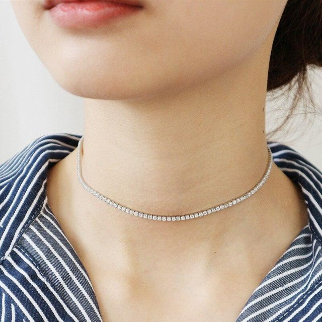 Halskette 925 Silber, Zirkonia, 33 cm, Damen - Bild 1