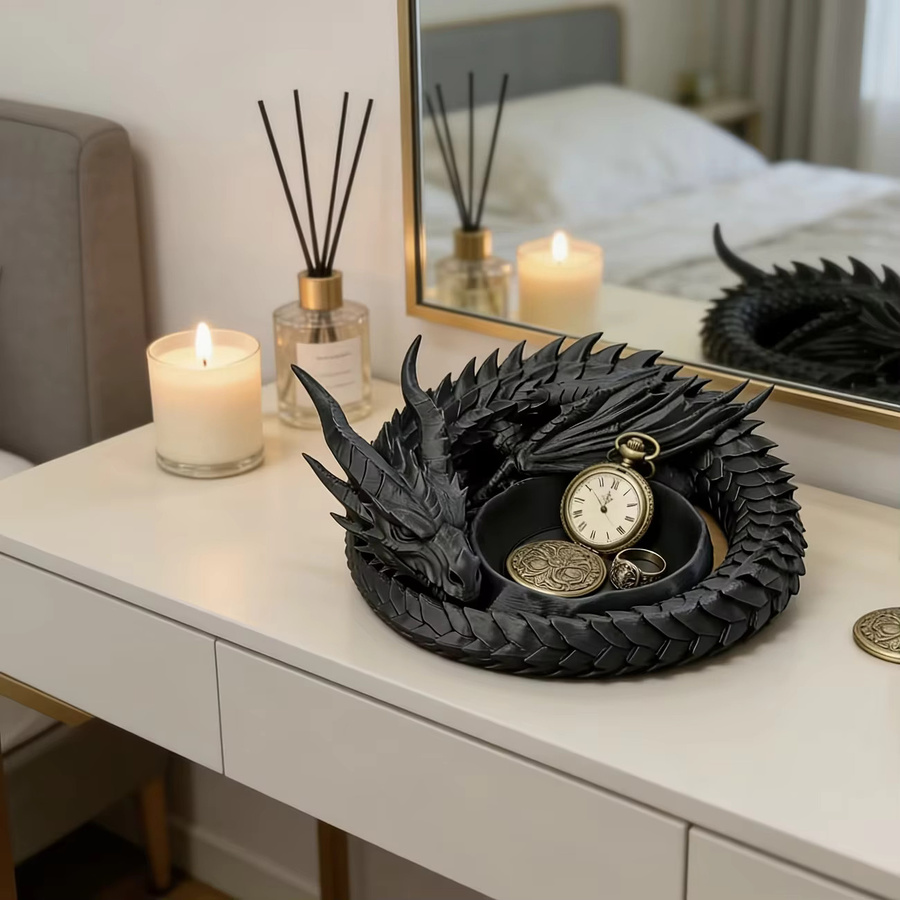 Black Dragon Multifunktionales Desktop-Aufbewahrungstablett aus Resin in Schwarz - Bild 5