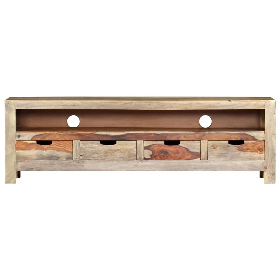 vidaXL TV-Schrank aus Sheesham Massivholz in Braun mit rustikalem Design, B/T/H: 130 x 30 x 40 cm - Bild 2