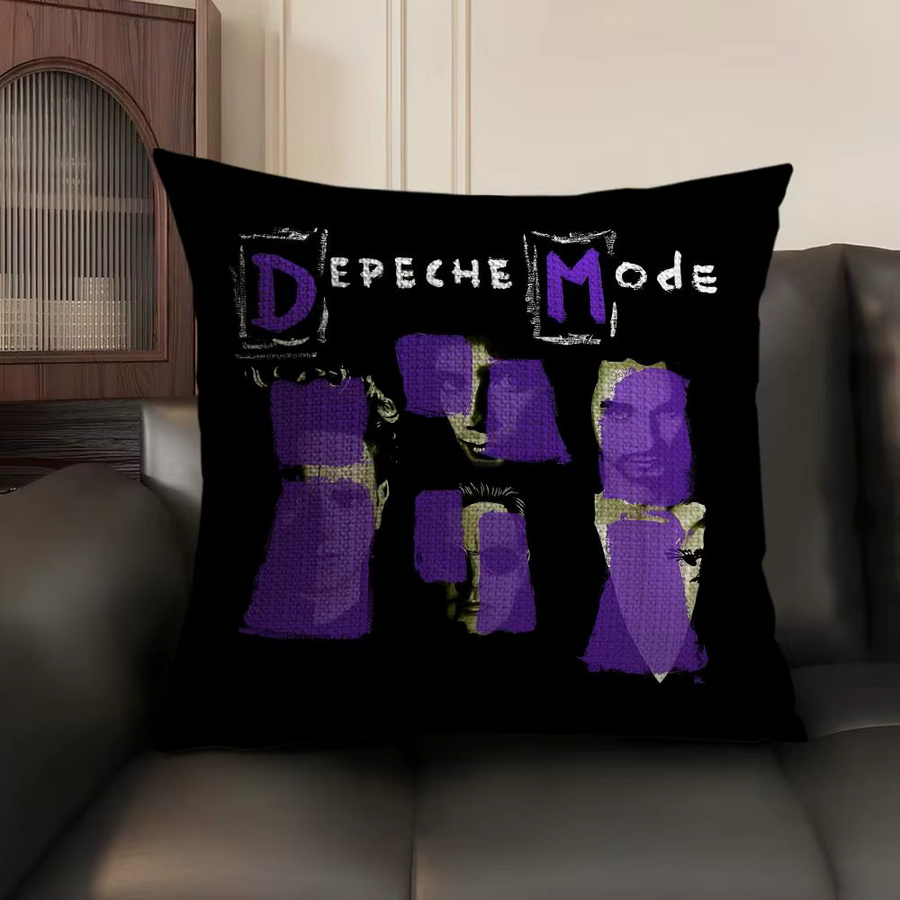 D-DEPECHE M-MODE Band Kissenbezug aus Bio-Leinen mit doppelseitigem Grafikdruck, Weiß und Schwarz, B/B: 30 x 30 cm - Bild 3