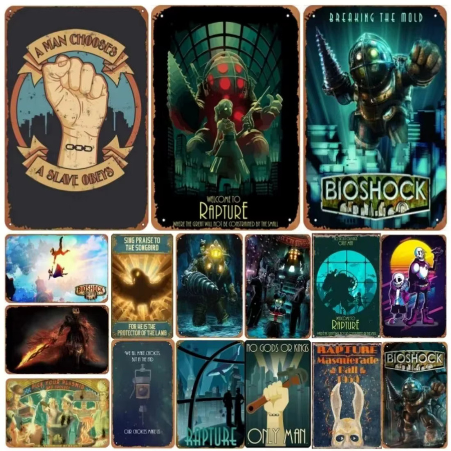 Vintage Bioshock Rapture Metallplakat CIFBUY Wanddekoration Mehrfarbig B: 30,0 cm, H: 20,0 cm - Bild 3
