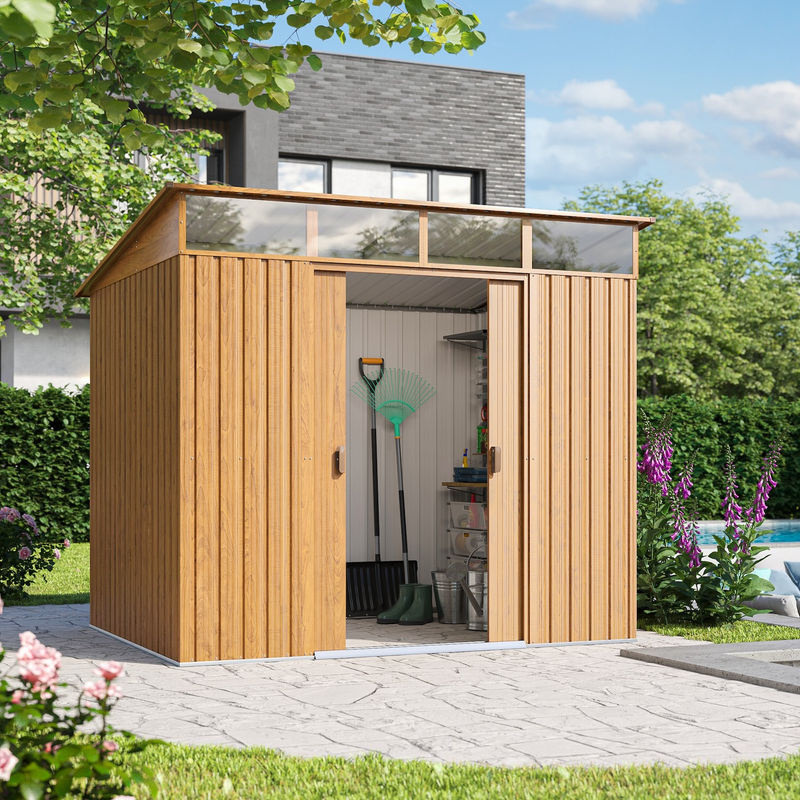 Pergart Gerätehaus Lübeck 86 in Holzoptik mit 4,05 m² Stellfläche - Bild 2