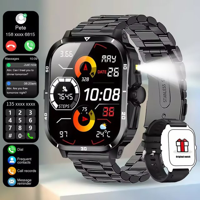 Ola Esporte Smartwatch, Schwarz, Edelstahl, Silikon, Herren - Bild 1