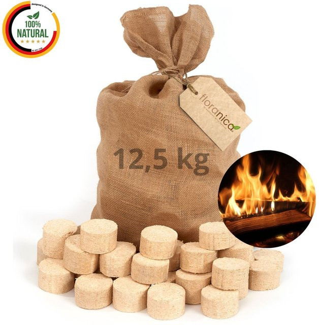 Floranica Holzbriketts aus Kiefer und Lärche, 12,5 kg Jutesack, raucharme Rundholzbriketts mit hohem Brennwert - Bild 1