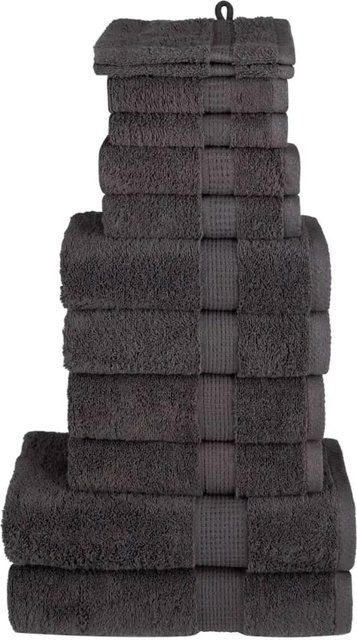 vidaXL 12-teiliges Premium-Handtuch-Set aus 100% Baumwolle in Anthrazit mit 600 g/m2 - Bild 1