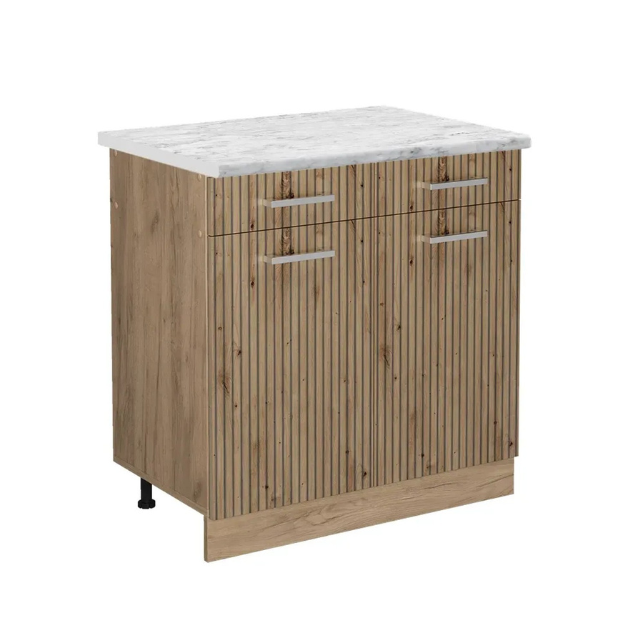 Vicco Küchenunterschrank R-Line Artisan-Eiche/Goldkraft Eiche mit Marmor-Optik, B/T/H: 80 x 60 x 81,6 cm - Bild 2
