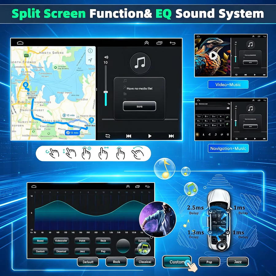 MOPECT Android 15 Autoradio mit Carplay und 4G für Mercedes Benz E-Klasse W211 E200 E220 E300 E350 E240 E270 E280 W463 W209 W219, 4GB RAM + 128GB Speicher, Schwarz - Bild 6