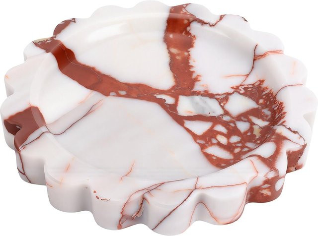 Dekoratives Marmor Tablett von KaiSai, rund, Farbe: Rot/Weiß, Durchmesser: 16 cm - Bild 1