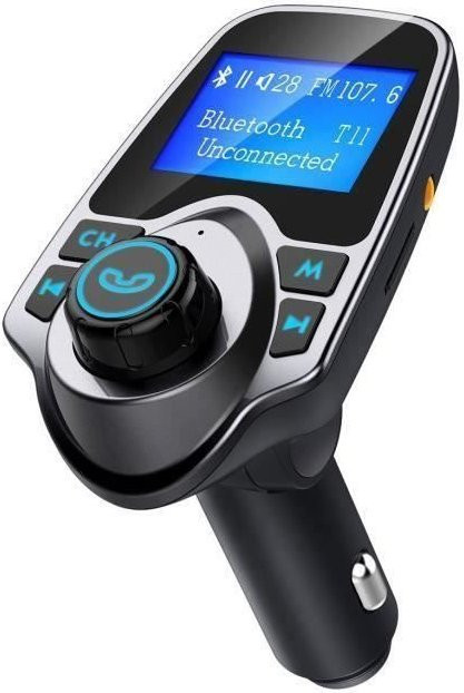 Techtrusty Bluetooth FM-Transmitter für das Auto mit MP3-Player, Freisprechanlage und Dual USB-Ladefunktion in Schwarz oder Grau - Bild 1