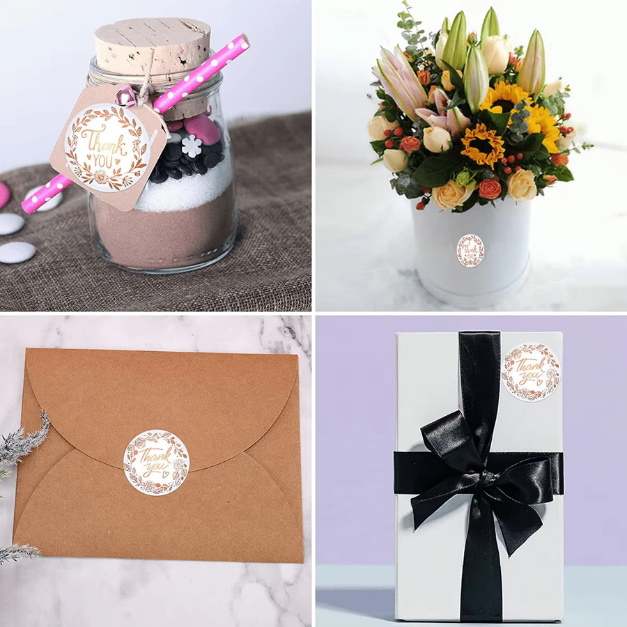 Roségoldene Dankesaufkleber für dein Kleinunternehmen, vielseitige Dankesetiketten aus Papier für Grußkarten - Bild 2